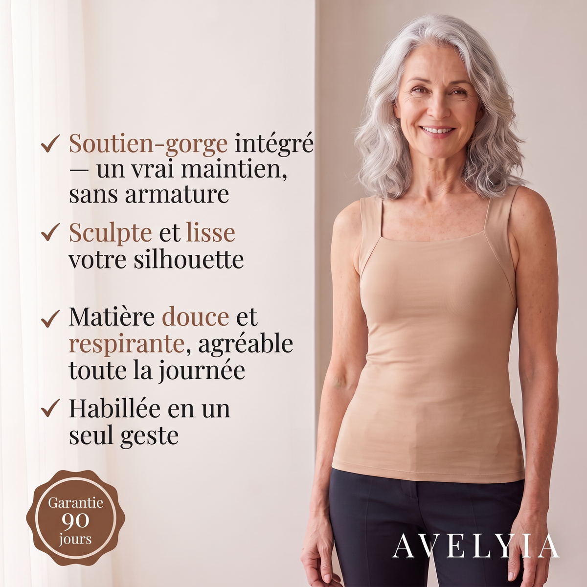 Débardeur sculptant à soutien-gorge intégré Avelyia